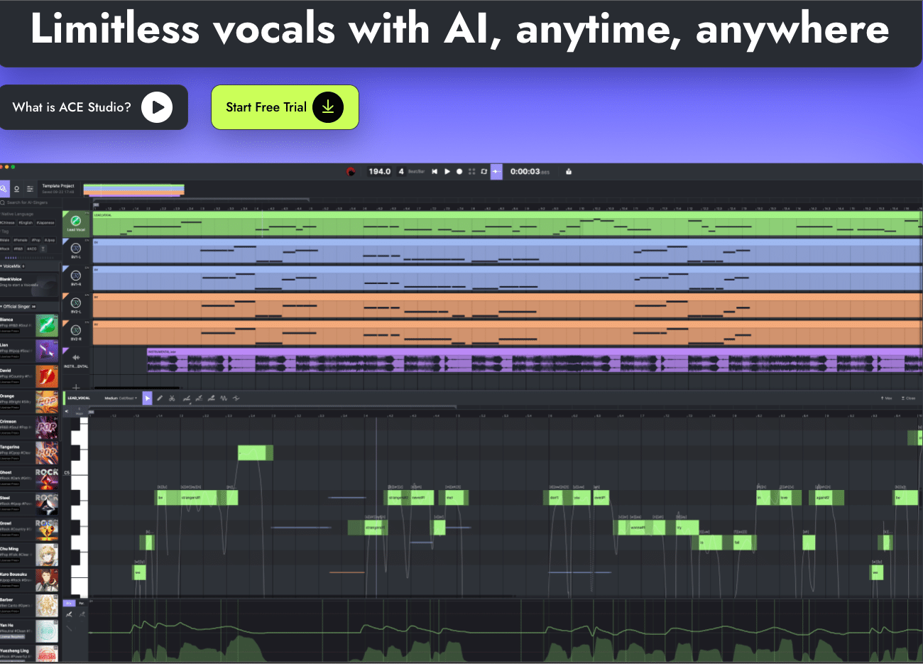 ACE Studio – Limitless vocals with AI, anytime, anywhere